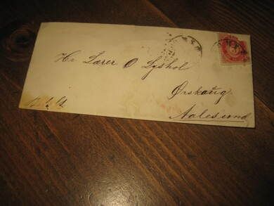 Brev fra 1875? Med 3 skilling frimerke skada