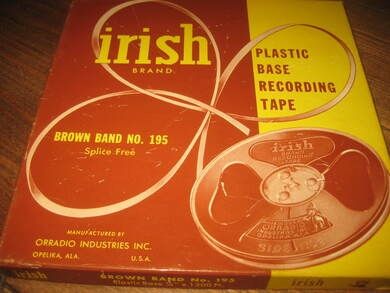 Eake med innspela spole IRISH BRAND PLASTIC BASE RECORDING TAPE 50 - 60 tallet
