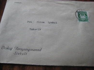 Brev fra &Oslash;rskog Forsyningsnemnd 40 tallet