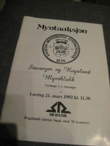 KATALOG: Myntauksjon Stavanger og Rogaland Myntklubb, 1992