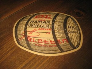 ØL BRIKKE fra Hamar Bryggeri, Paletten Resturang, 60 tallet