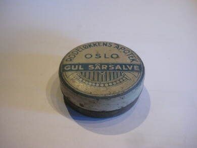 GUL SÅRSALVE fra RODELØKKENS APOTEK OSLO tidleg 1900