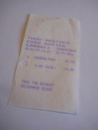 Kvitering fra Thor Brathen ESSO butikk Kongsvinger 1992