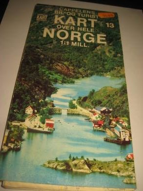 CAPPELENS BIL- OG TURIST KART OVER HELE NORGE 80-90 tallet