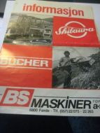 Brosjyre fra BS MASKINER, FØRDE, SKIBAURA TRAKTOR, BUCHER. 1984.