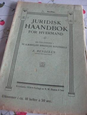 1910, hefte nr 8, JURIDISK HAANDBOK FOR HVÆRMAND.