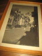 Bergensbilde i glass og ramme motiv fra Strandgaten tidleg 1900