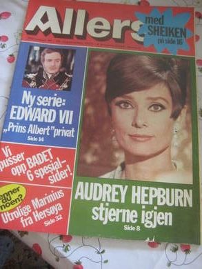 1975 nr 040 ALLERS AUDREY HEPBURN 4 SIDER MED BILD OG TEKST