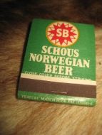 Strøken ubrukte fyrstikker fra Schous Bryggeri 30 tallet