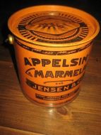 Pent stort APPELSIN MARMELADE spann med lokk og hank ca 16 cm i diameter 16 cm høgt & CO Fra Jensen & Co Oslo