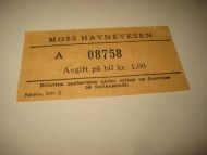 MOSS HAVNEVESEN pen billett fra 60 tallet