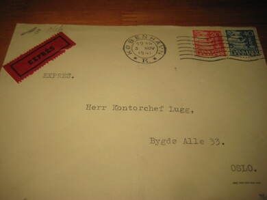 KØBENHAVN 3 NOV 1941 Kontrollstempel på baksida