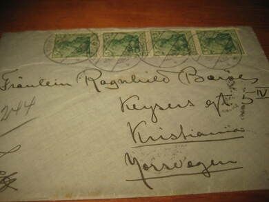 Brev fra 1911 stempla på baksida KRISTIANIA 21 IX 11 TUR 1