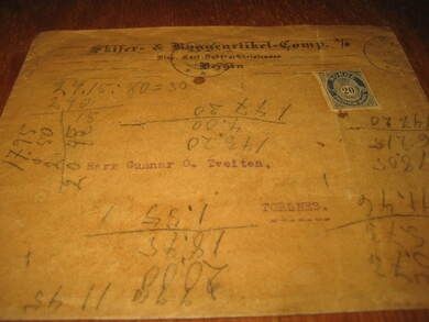 Brev fra 1921 Skifer- og Byggeartikkel Comp Bergen