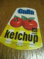 Pen etikett for GALLA KETCHUP, fra Norsk Kooperative Landsforrening, liten etikett,