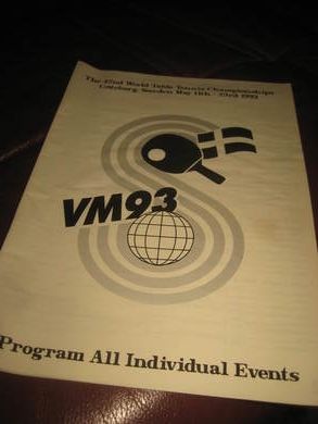BORDTENNIS VM 1993 Gøteborg program