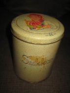 Pen boks merka SUKKER fra Lorentz Erbe Trondheim 60 tallet Ca 12 cm i diameter 15 cm høg