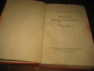 OSTENSO, MARTHA: PROLOG TIL KJÆRLIGHET. 1932.