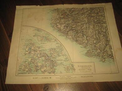 STAVANGER kart fra 1898 Ca 35*28 cm stort