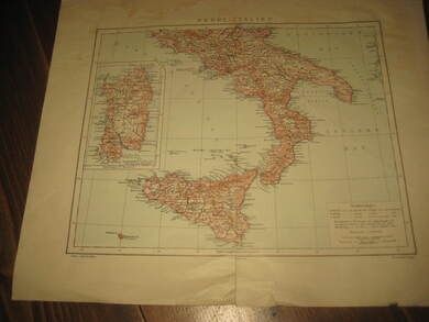 NEDRE ITALIEN kart fra 1898 Ca 35*28 cm stort