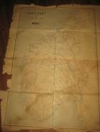 Stort og slitt POST KART over De fem sydlige Stifter AF norge Fra slutten på 1800 tallet ca 70*100 cm stort