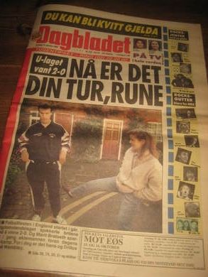 1992 nr 278 DAGBLADET U- LAGET VANN 2-0 mot England