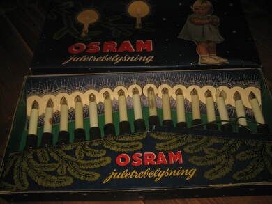 Eske med OSRAM juletrebelysning 60 tallet