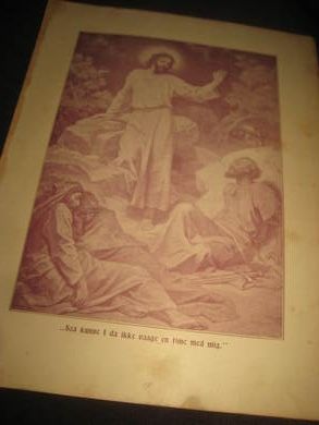 Religi&oslash;st bilde fra 1800 tallet klart for innramming A4 format dette er bilde nr 3