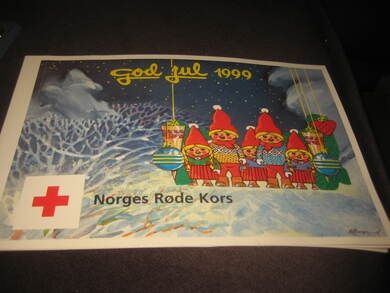1999, NORGES RØDE KORS, julekort og julefrimerker, ubrukt.