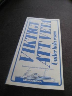 Brosjyre fra LB FERJORNA VIKTIGT AT VETA 70-80 tallet