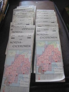 NORDIA CICERONEN 20 grafiske kartblad fra Norges Politiidrettsforbund Dansk Politi-idræts Forbund Finlands Polisidrottsf?rbund og Sveriges Politiidrettsforbund Ligg i en brun plastmappe 1968 Selges samla