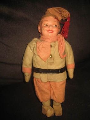Gammel dokkegutt ca 28 cm høg tidleg 1900