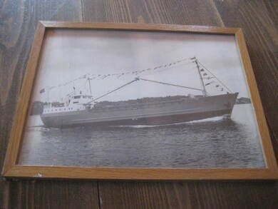 Pent bilde i glass og ramme av SOLHAV 50-60 tallet Ca 25*19 cm stort