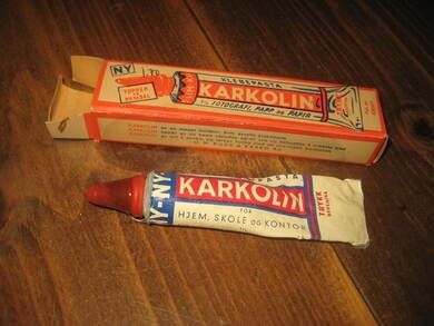 Pen eske med noe innhold Klebepasta KARKOLIN fra Rode & Karko 60 tallet