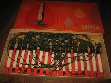 Eske med pene LUMA julelys 60 tallet