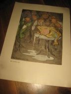 Skisser av Theodor Kittelsen 1943 skisser p&aring; begge sider av arket Pent i glass og ramme Ca 22*30 cm stort Dette er nr 2