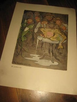 Skisser av Theodor Kittelsen 1943 skisser p&aring; begge sider av arket Pent i glass og ramme Ca 22*30 cm stort Dette er nr 2