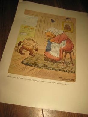 Skisser av Theodor Kittelsen 1943 skisser p&aring; begge sider av arket Pent i glass og ramme Ca 22*30 cm stort Dette er nr 4