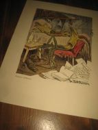 Skisser av Theodor Kittelsen 1943 skisser p&aring; begge sider av arket Pent i glass og ramme Ca 22*30 cm stort Dette er nr 6