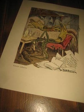 Skisser av Theodor Kittelsen 1943 skisser p&aring; begge sider av arket Pent i glass og ramme Ca 22*30 cm stort Dette er nr 6