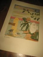 Skisser av Theodor Kittelsen 1943 skisser p&aring; begge sider av arket Pent i glass og ramme Ca 22*30 cm stort Dette er nr 7