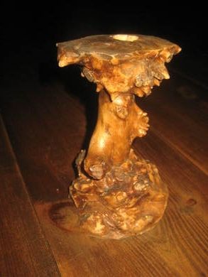 Meget pen og tøff lysestake fra en bjørke kjuke ca 15 cm høg 50 tallet