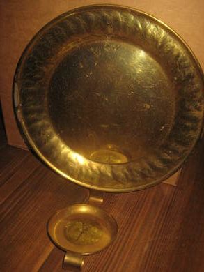 EKTE NORSK MESSING LYSSKJOLD ca 24 cm i diameter