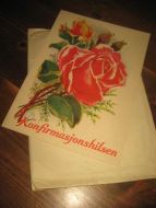 Stort konfirmasjonskort i konvolutt, 1944.
