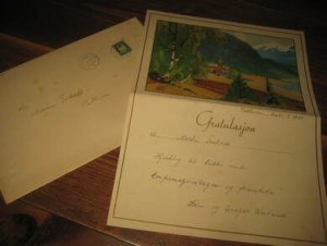 Konfirmasjonskort i original konvolutt, stempla VADHEIM 29.IX.44..
