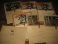 Lott med telegram fra 1944 i egen konvolutt, LX TELEGRAM, med festeblankett på baksida.