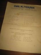 Skriv fra CARL M. IVERSEN, OSLO, , Pianonoter til godtkjøp. 10 noter ass, kr 1.- 30 tallet