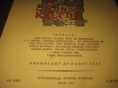KUNST KULTUR, 1962, 4. hefte.