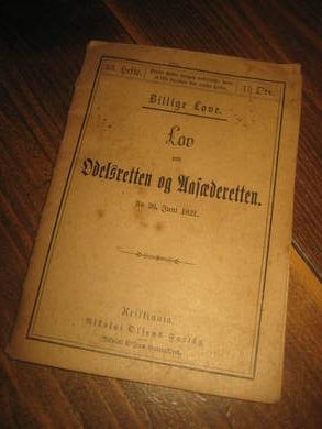 Billige Love Lov um Odelsretten og Aasødesretten 1918