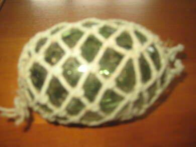 Gammel kavlkule brukt ved garnfiske i eldre tider Dette er den tykke kula som er sjelden Lys grønn meget pen seis Dette er kule nr 15